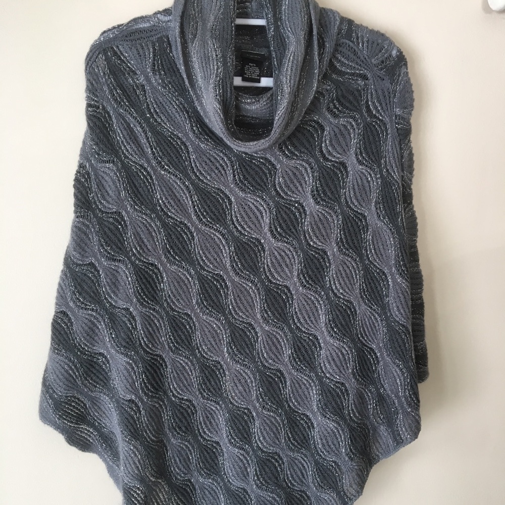 Silver & Grey Poncho Sweater